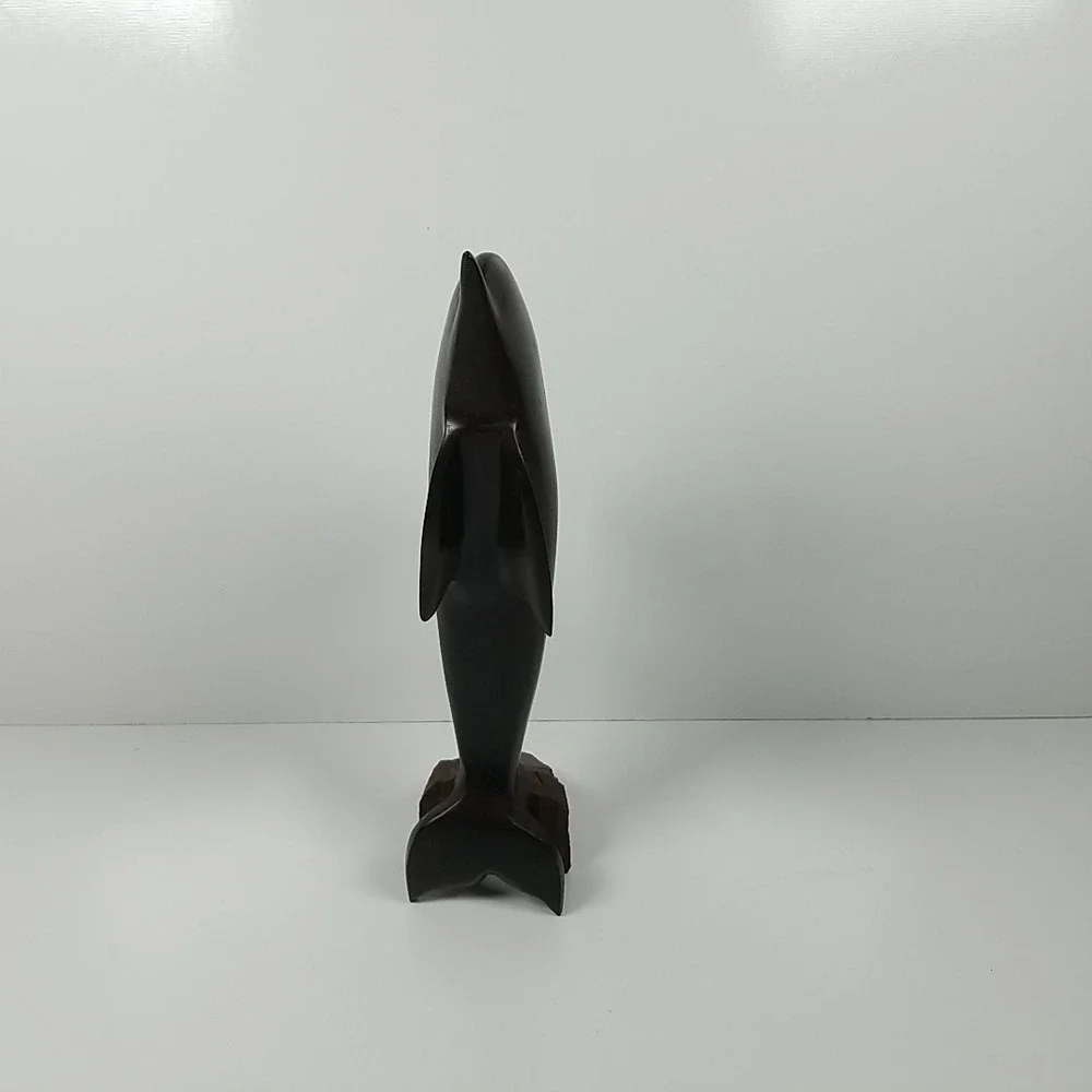Vintage Ironwood Dolphin Statue Hand Carved Dolphin Decor Marine Coastal Art